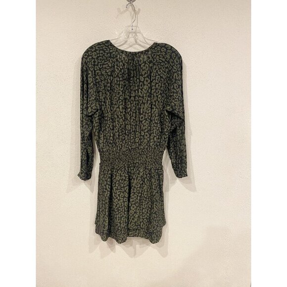 Rails Dress Womens Medium Green Olive Batik Cheetah Jasmine Long Sleeve Button - Picture 5 of 5